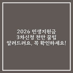 2026 민생지원금 3차신청 천안 꿀팁 알려드려요, 꼭 확인하세요!