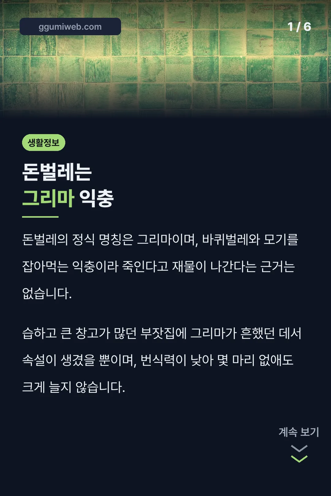 돈벌레는 그리마 익충