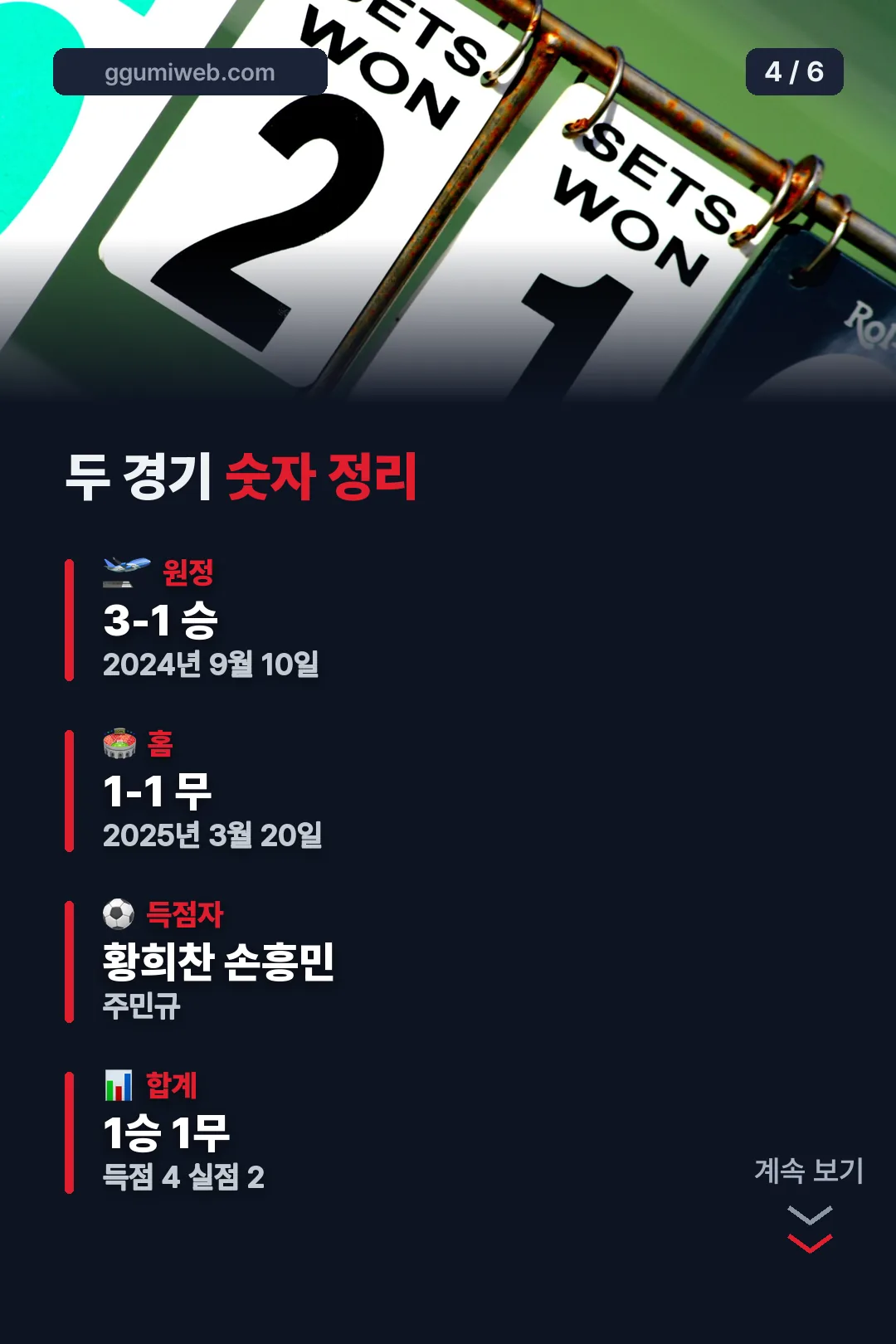 두 경기 숫자 정리