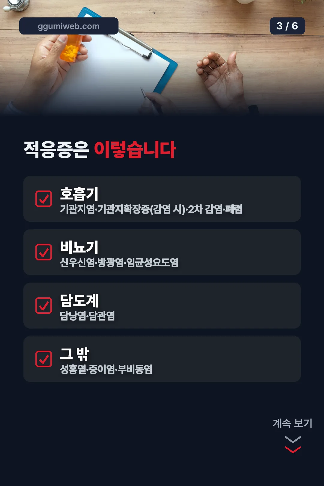 적응증 정리