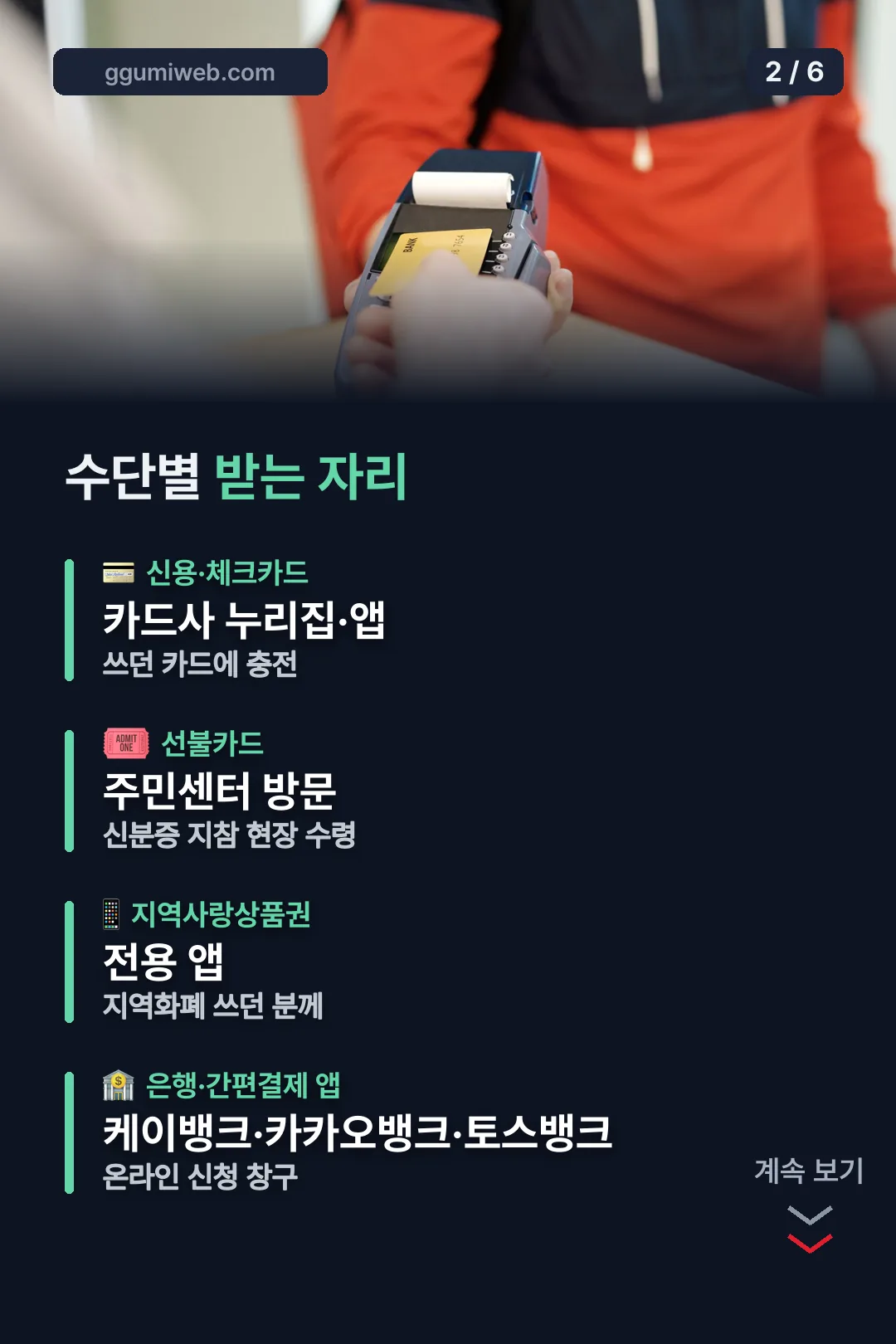 지급 수단별 신청 창구