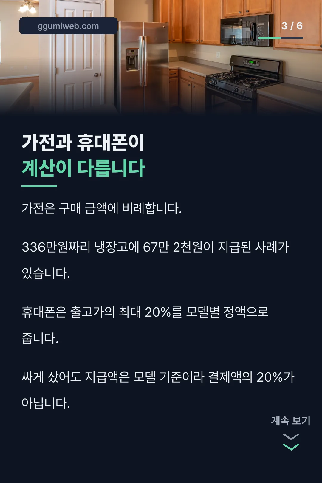 가전과 휴대폰 지급액 차이