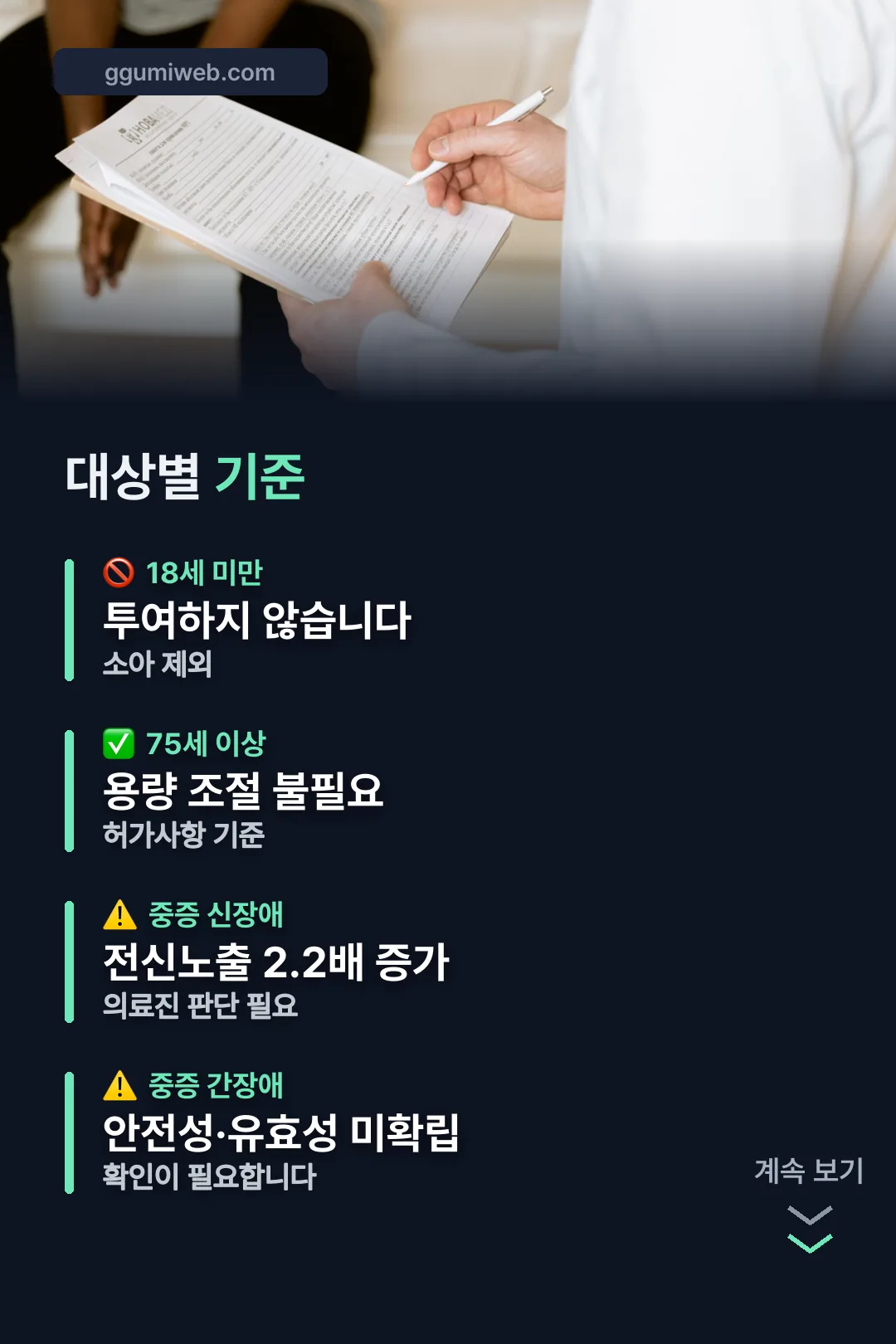 대상별 투여 기준
