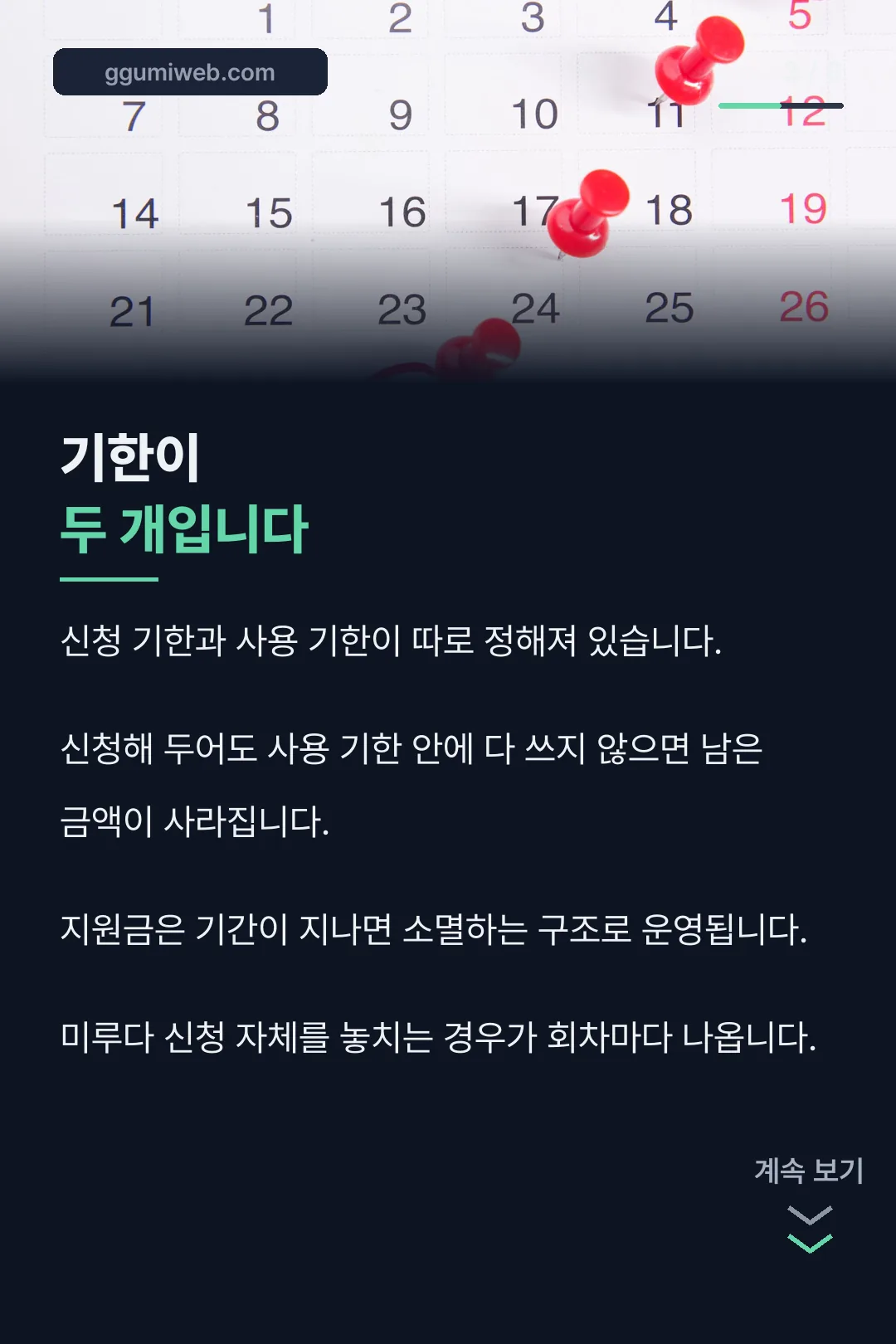 신청과 사용 기한 구분